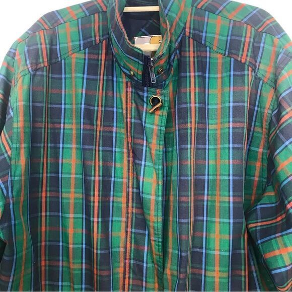 Current Seen Green Blue Plaid Lightweight Retro Zip Up Jacket - Picture 3 of 13